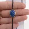 Bratara Therapy Lapis Lazuli oval cu montura aurie, imagine 2