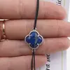 Bratara Therapy Lapis Lazuli trifoi cu montura argintie, imagine 2