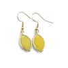 Cercei cu agatatoare Agat galben oval ascutit cu montura aurie, 22mm