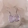 Cercei cu agatatoare Ametist lavanda oval cu montura argintie, 20mm, imagine 2