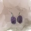 Cercei cu agatatoare Ametist oval cu montura argintie, 20mm, imagine 2