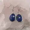 Cercei cu agatatoare Lapis Lazuli oval cu montura argintie, 20mm, imagine 2