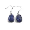 Cercei cu agatatoare Lapis Lazuli oval cu montura argintie, 20mm