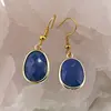 Cercei cu agatatoare Lapis Lazuli oval cu montura aurie, 20mm, imagine 2