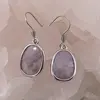 Cercei cu agatatoare Lepidolit oval cu montura argintie, 20mm, imagine 2