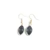Cercei cu agatatoare Obsidian oval ascutit cu montura aurie, 22mm