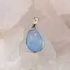 Pandantiv Agat bleu oval cu montura argintie, 20mm, imagine 2