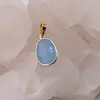Pandantiv Agat bleu oval cu montura aurie, 20mm, imagine 2
