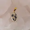 Pandantiv Jasp dalmatian oval ascutit cu montura aurie, 22mm, imagine 2