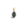 Pandantiv Obsidian oval ascutit cu montura aurie, 22mm