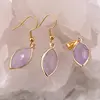 Set Cercei cu agatatoare si Pandantiv Ametist lavanda oval ascutit cu montura aurie, 22mm, imagine 2