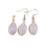 Set Cercei cu agatatoare si Pandantiv Ametist lavanda oval ascutit cu montura aurie, 22mm