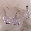 Set Cercei cu agatatoare si Pandantiv Ametist lavanda oval cu montura argintie, 20mm, imagine 2