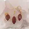 Set Cercei cu agatatoare si Pandantiv Goldstone oval ascutit cu montura aurie, 22mm, imagine 2
