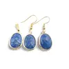 Set Cercei cu agatatoare si Pandantiv Lapis Lazuli oval cu montura aurie, 20mm