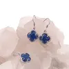 Set Cercei cu agatatoare si Pandantiv Lapis Lazuli trifoi cu montura argintie, 18mm, imagine 2