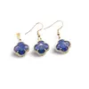 Set Cercei cu agatatoare si Pandantiv Lapis Lazuli trifoi cu montura aurie, 18mm