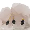 Set Cercei cu agatatoare si Pandantiv Obsidian oval ascutit cu montura aurie, 22mm, imagine 2