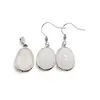 Set Cercei cu agatatoare si Pandantiv Opalit oval cu montura argintie, 20mm