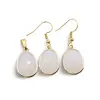 Set Cercei cu agatatoare si Pandantiv Opalit oval cu montura aurie, 20mm