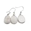 Set Cercei cu agatatoare si Pandantiv Piatra Lunii oval cu montura argintie, 20mm
