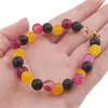 Bratara confectionata manual cu Agate roz si galben mate, Onix mat sfere 8mm, imagine 3