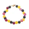 Bratara confectionata manual cu Agate roz si galben mate, Onix mat sfere 8mm