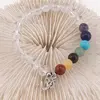 Bratara Cristal de stanca si cristalele celor 7 chakre sfere cu simbol OM pe elastic, 8mm, imagine 2