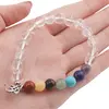 Bratara Cristal de stanca si cristalele celor 7 chakre sfere cu simbol OM pe elastic, 8mm, imagine 3