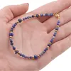 Bratara Lapis Lazuli sfere fatetate 3mm si discuri fatetate 5-6mm cu bumbi din inox auriu, imagine 3