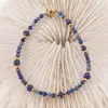 Bratara Lapis Lazuli sfere fatetate 3mm si discuri fatetate 5-6mm cu bumbi din inox auriu, imagine 2
