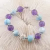 Bratara Larimar si Ametist A+ sfere 10mm cu element argintiu, imagine 2