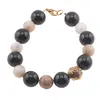 Bratara Opal roz si Turmalina neagra sfere, 10-12mm
