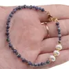 Bratara Safir sfere fatetate si Perle de cultura albe cu bumbi aurii, 3-7mm, imagine 3