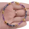 Bratara Safir si Ametist sfere fatetate cu elemente aurii, 3-4mm, imagine 3