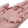 Bratara Sfera Selenit 10mm, Agat rosu, Turmalina neagra, Hematit, Cristal de stanca si elemente aurii, imagine 4