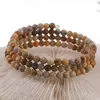Bratara tripla ajustabila cu cristale naturale Agat crazy lace sfere 4mm, imagine 3