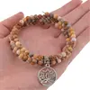 Bratara tripla ajustabila cu cristale naturale Agat crazy lace sfere 4mm cu charm floare de lotus argintiu, imagine 4