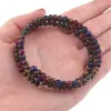 Bratara tripla ajustabila cu pietre semipretioase Ochi de tigru colorat mix sfere 4mm, imagine 4