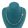 Colier asimetric Safir sfere fatetate si Opal roz sfere cu bumbi auriii, 4-10mm, imagine 3