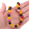 Colier confectionat manual cu Agate roz si galben mate, Onix mat sfere 8mm, imagine 4