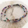 Colier Mix cristale discuri fatetate cu element argintiu, 3-5mm, imagine 2