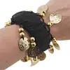 Bratara belly dance cu monede aurii elastica, negru, imagine 3