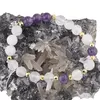Bratara cristale naturale Arhanghelul Jeremiel cu bumbi aurii pe elastic, imagine 3