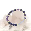 Bratara cristale naturale Arhanghelul Raguel cu bumbi aurii pe elastic, imagine 3