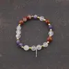 Bratara cristale naturale Arhanghelul Raziel cu bumbi aurii pe elastic