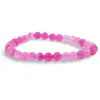 Bratara din Agat Roz Dantelat 6mm, pe elastic, 19cm, sfere mate