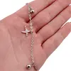 Bratara pentru glezna din inox argintiu cu charm model ritm, imagine 3