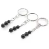 Breloc Obsidian auriu trei sfere, 8-10mm, imagine 2