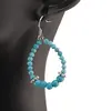 Cercei cu agatatoare ovali Turcoaz discuri fatetate si sfere cu elemente din metal, 3-4mm, imagine 3